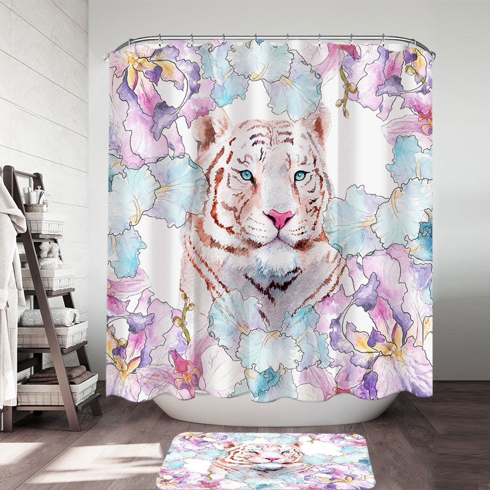 Fine Art Painting Tiger Fabric Shower Curtains