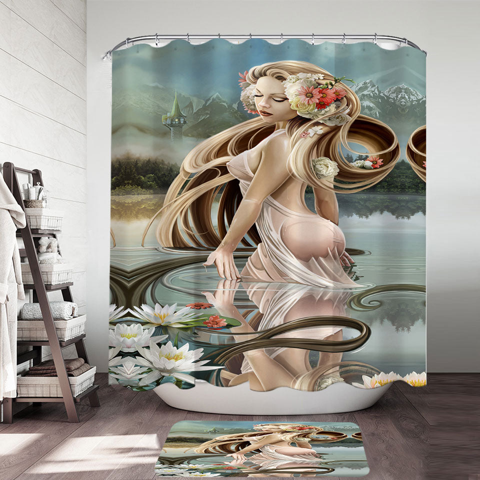 Fine Art Reflections Beautiful Sexy Girl Trendy Shower Curtains