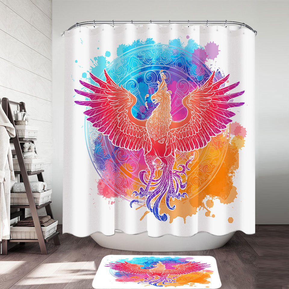 Fire Colors Eagle Fabric Shower Curtains