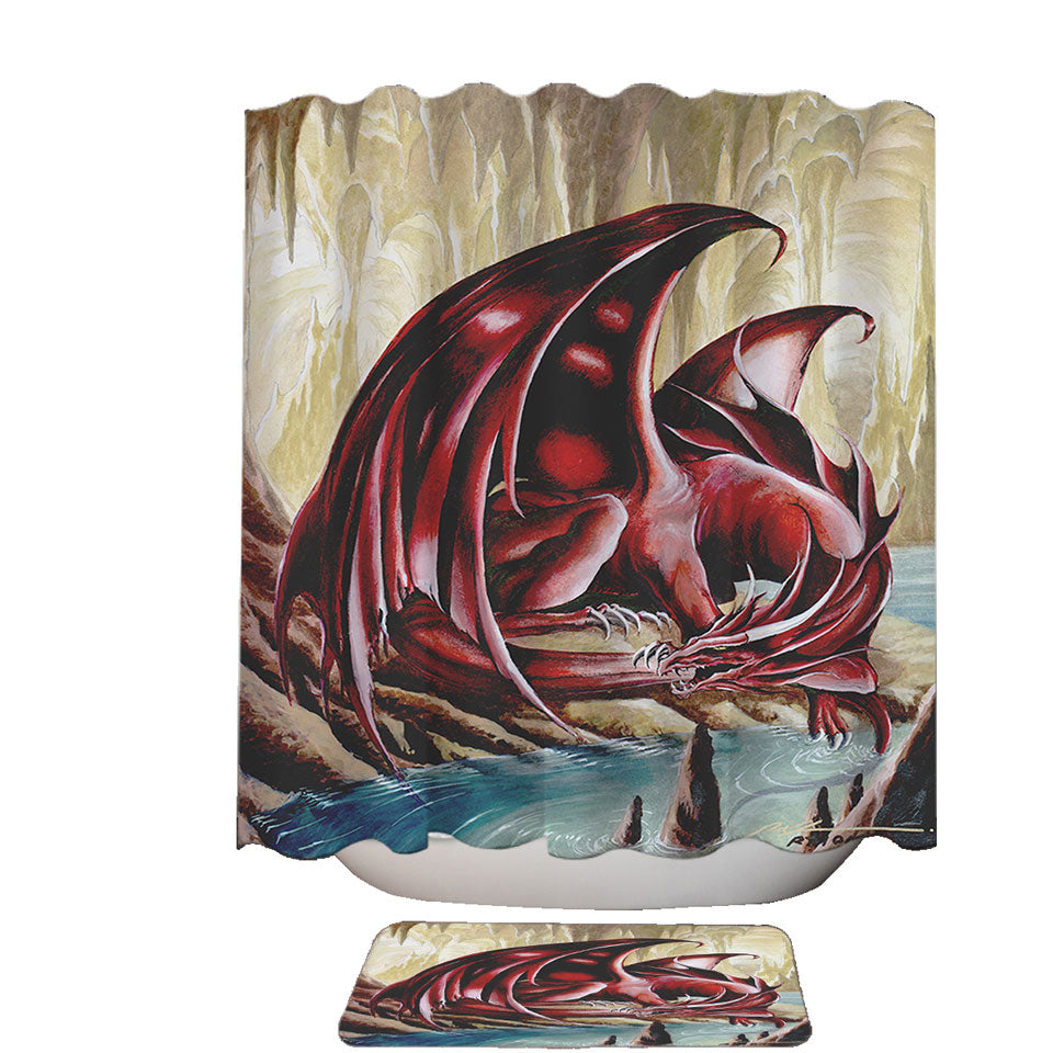 Firebrand Red Dragon Drawing Shower Curtain