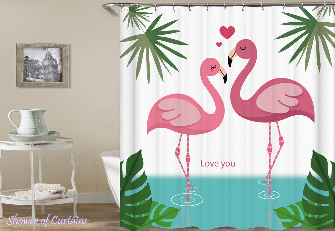 Flamingo Shower Curtain - Flamingo's Love