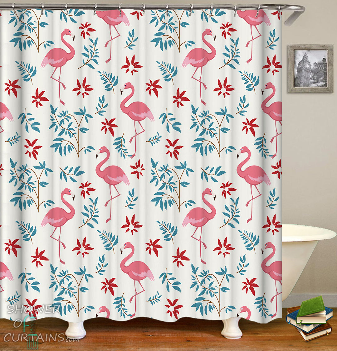 Flamingo Shower Curtain of Flamingo Pattern