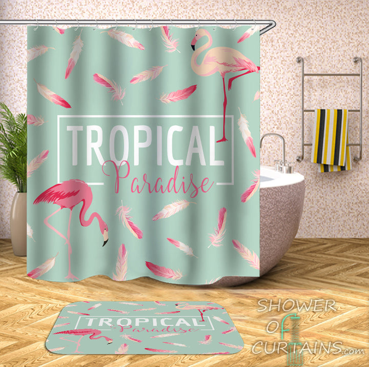Flamingo Shower Curtain of Tropical Paradise Flamingo