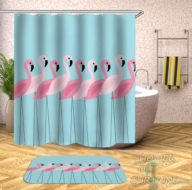 Flamingo Shower Curtains of Simple Flamingo Row