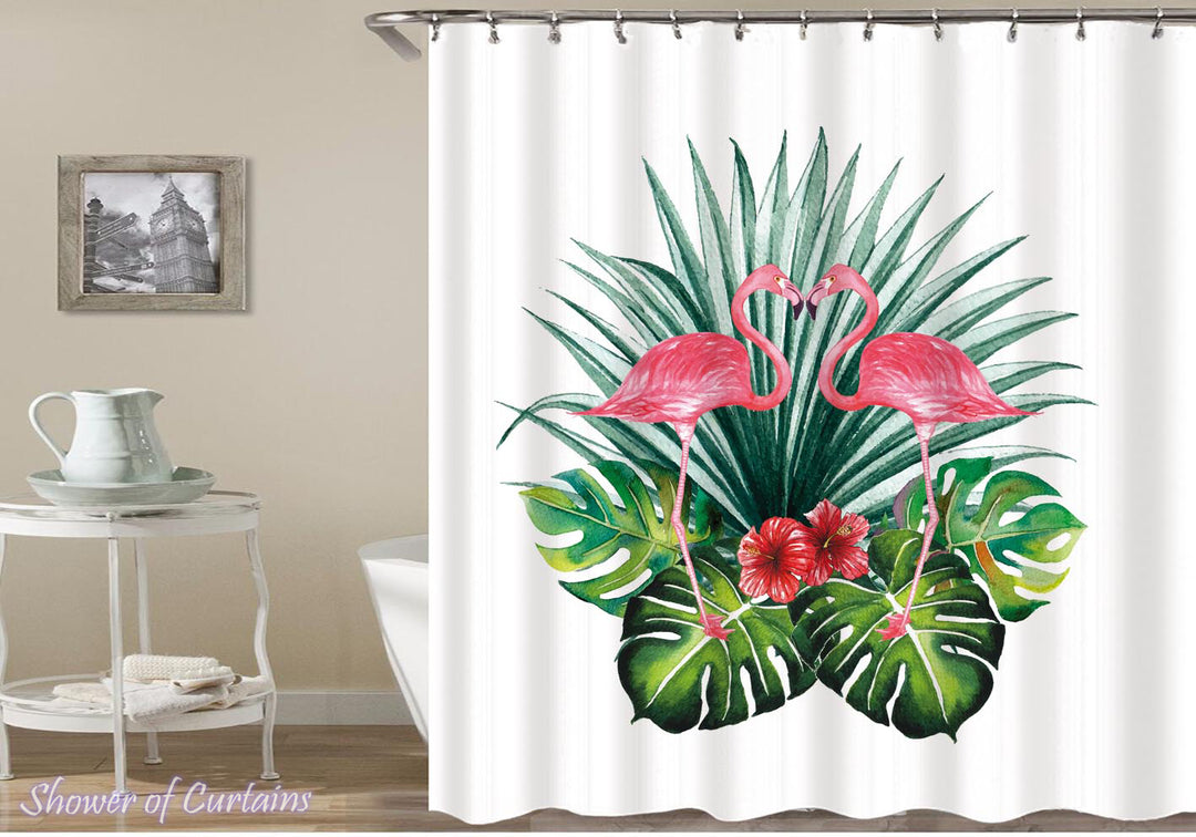 Flamingo shower curtain - Flamingos In The Tropic
