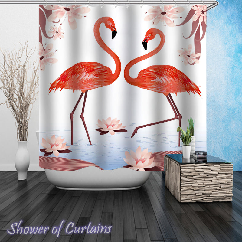 Flamingos Shower curtains theme Digital Painting