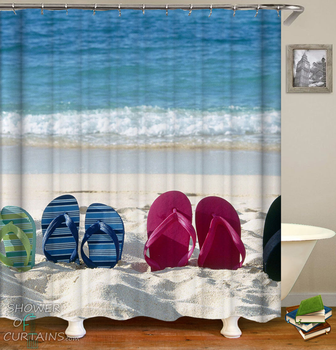Flip Flop Shower Curtain fit Beach Shower Curtain