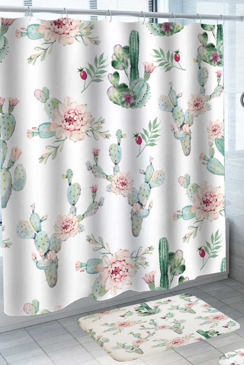 Floral Cactus Shower Curtain