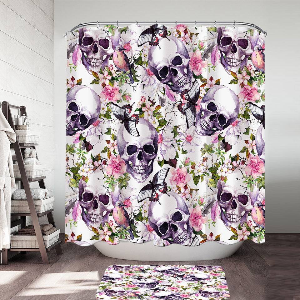 Floral Skulls Shower Curtains