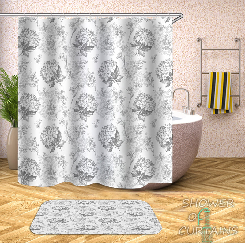 Floral - Flower Bouquets Black And White Shower Curtain
