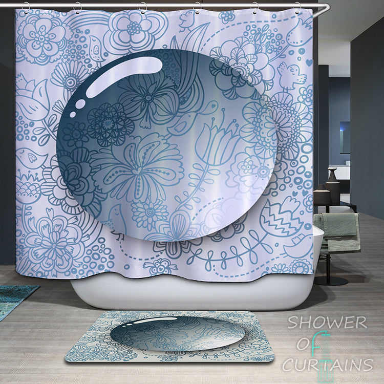 Floral Background For A 3D Bubble Shower Curtain