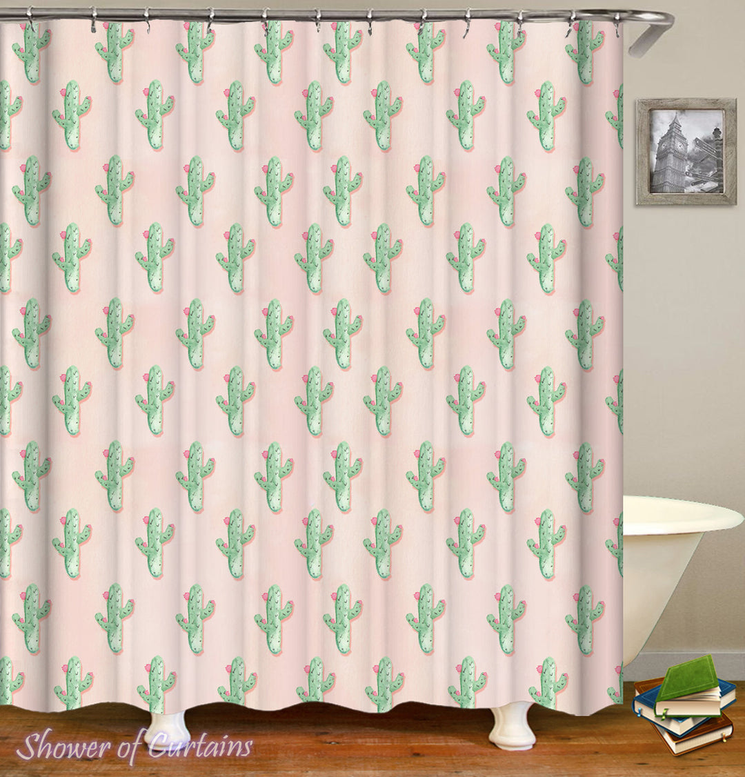 Floral Mini Cactus Shower Curtain