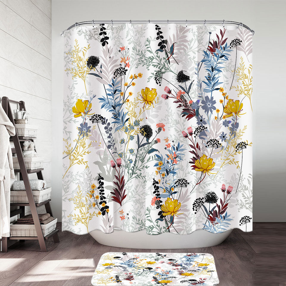Flower Garden Fabric Shower Curtains