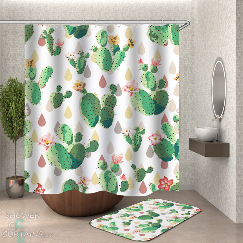 Flowery Cactus Shower Curtain