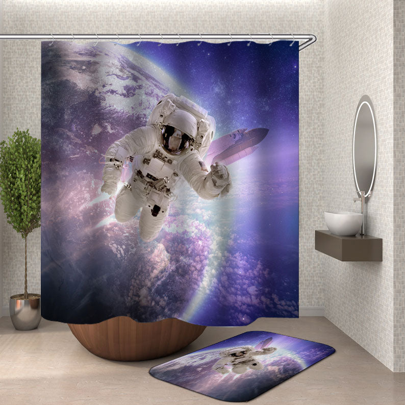 Flying in Space Cool Astronaut Shower Curtain