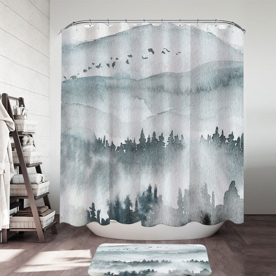 Forested Mountain Shower Curtain