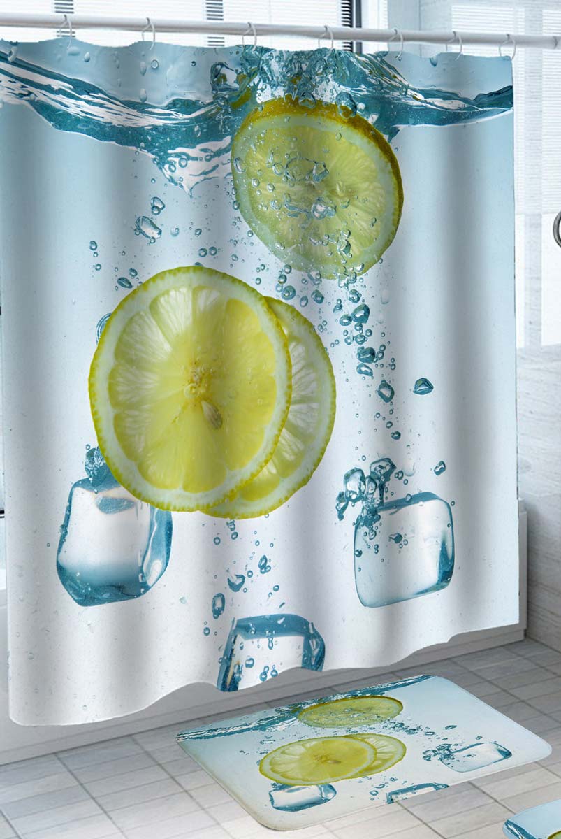 Fresh Lemon on Ice Shower Curtain