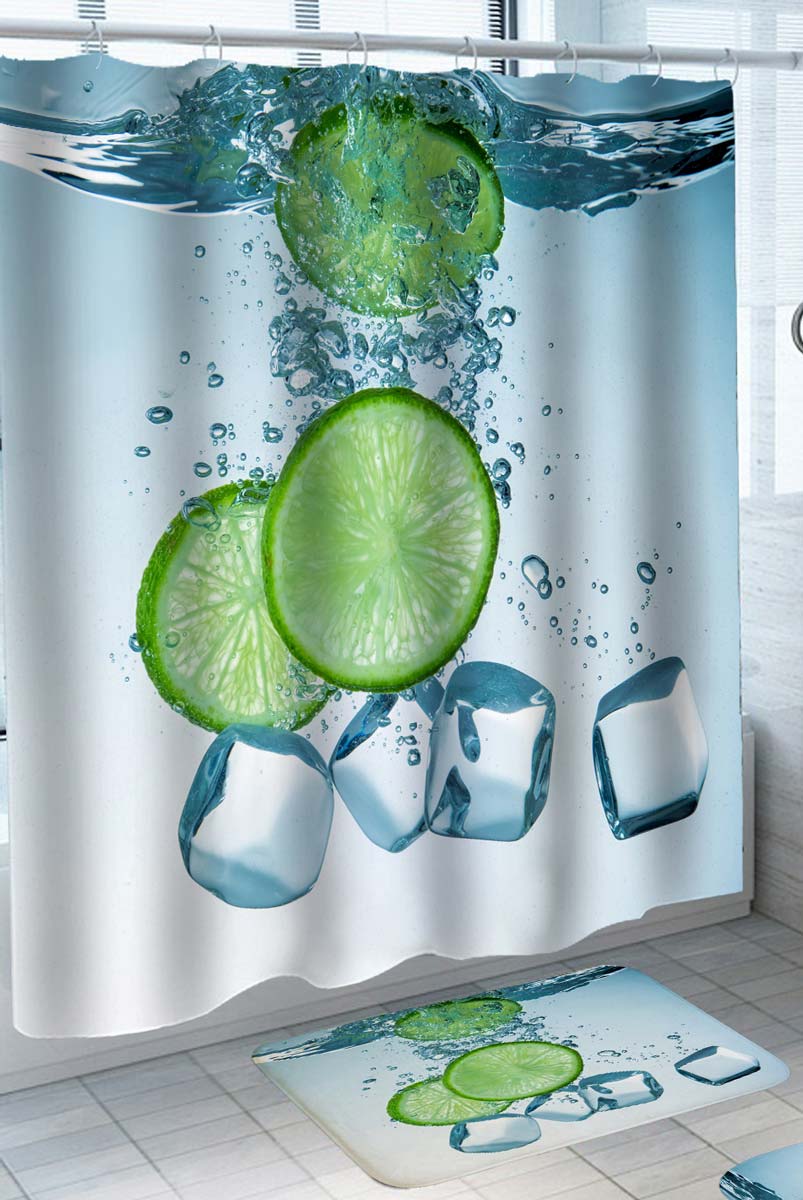 Fresh Lime on Ice Shower Curtain