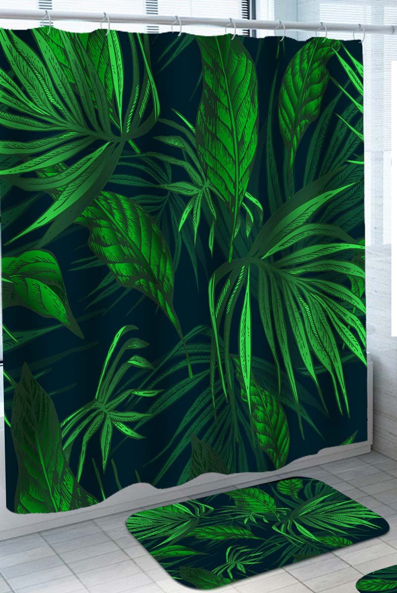 Fresh Tropical Leaves Shower Curtain