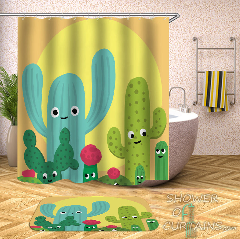 Friendly Cactus Shower Curtain