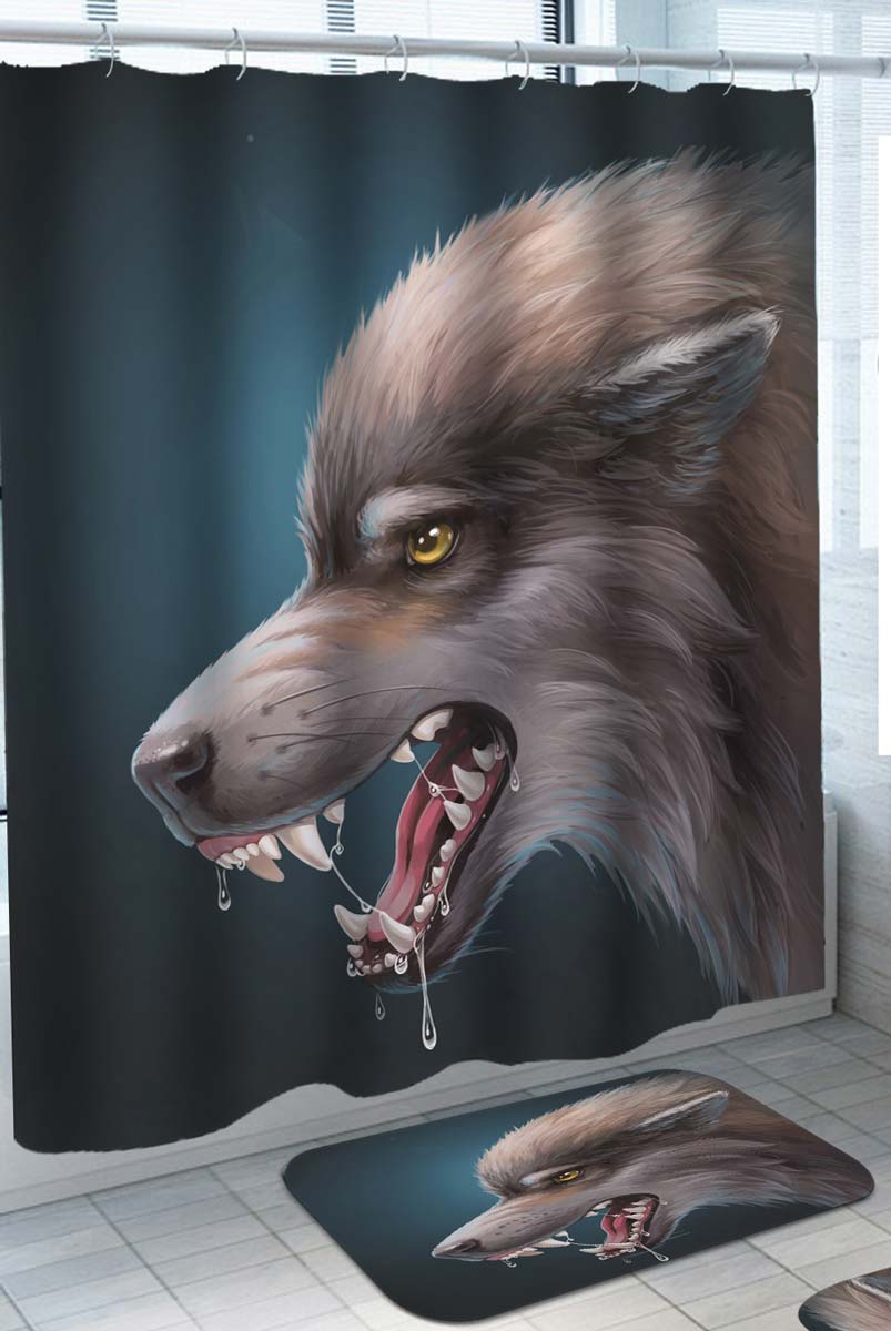Frightening Angry Wolf Shower Curtain