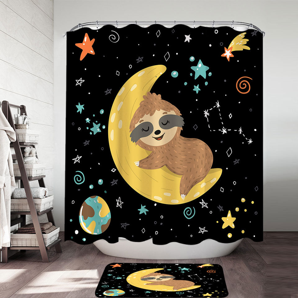 Funny Astronaut Sloth Childrens Shower Curtain