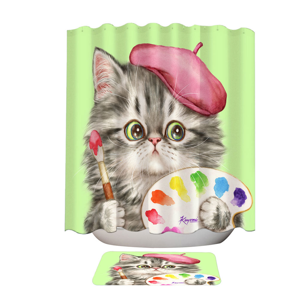 Funny Cats Shower Curtains the Girly Kitten Artist