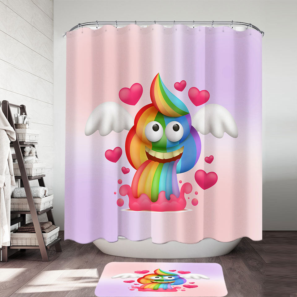 Funny Childrens Shower Curtains Rainbow Poo