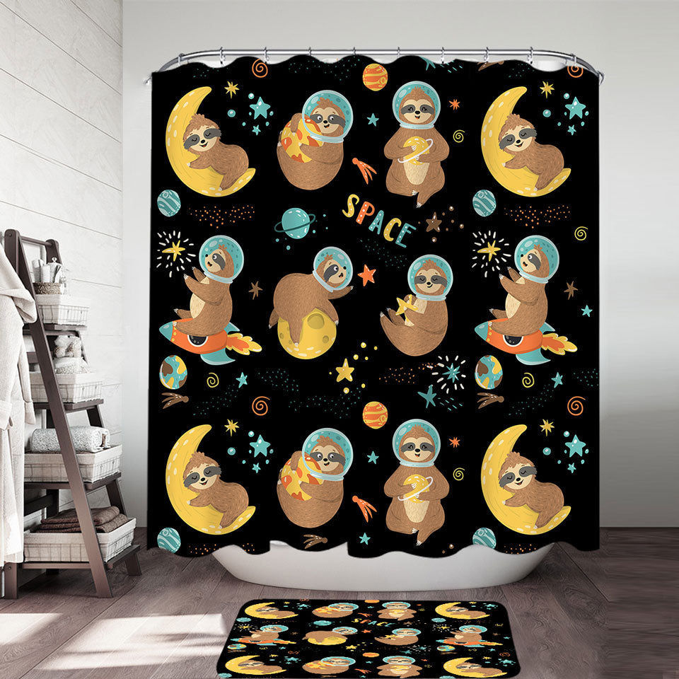 Funny Cool Sloth Shower Curtains and Bathroom Rugs