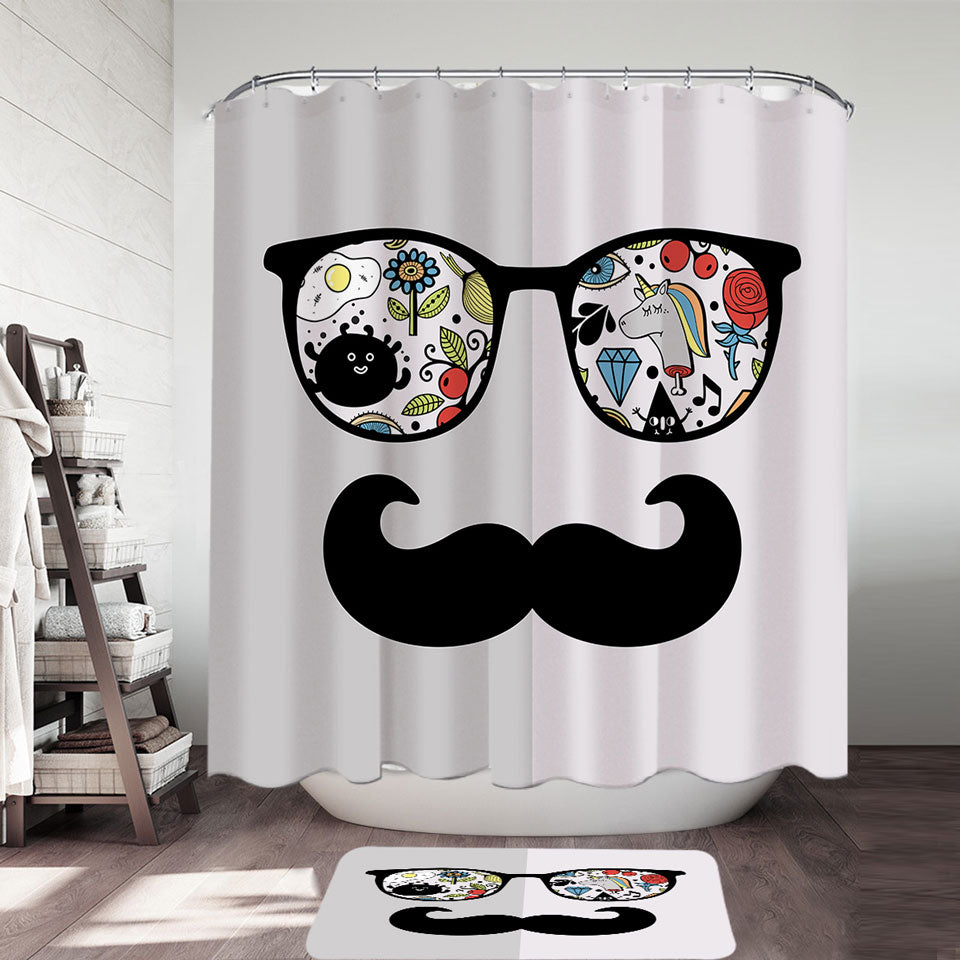Funny Crazy Shower Curtains Drawings on Cool Glasses