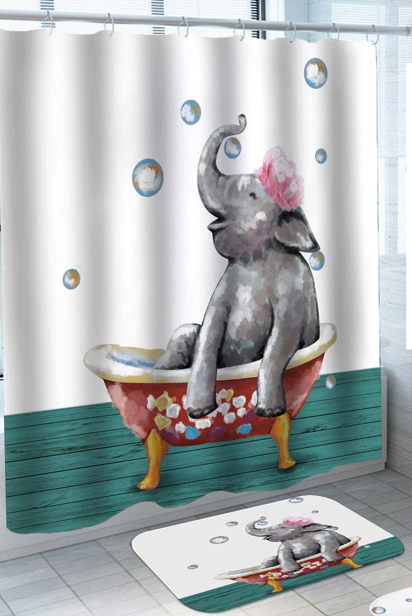 Funny Elephant Shower Curtain