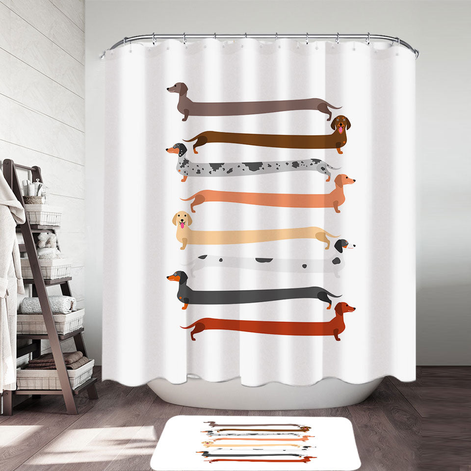 Funny Extra Long Dachshund Fabric Shower Curtains