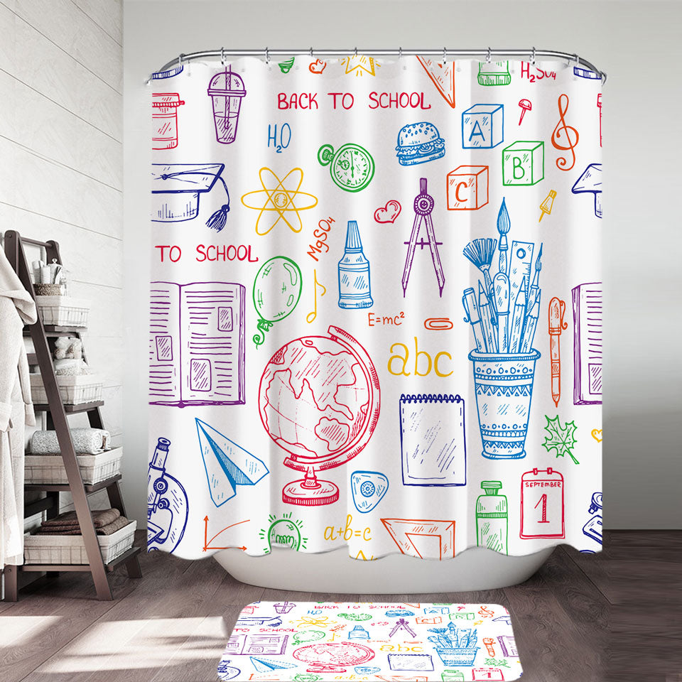 Funny Multi Colored Shower Curtains Back to School Kit