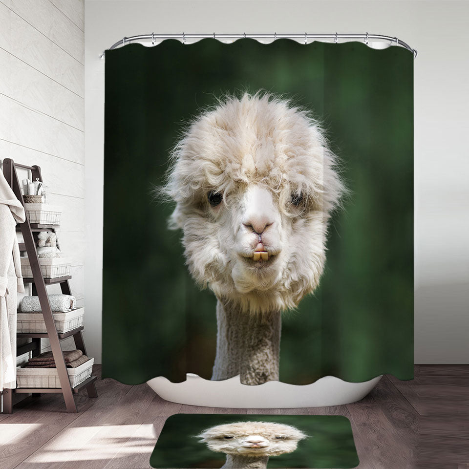 Funny Photo of Llama Fabric Shower Curtains