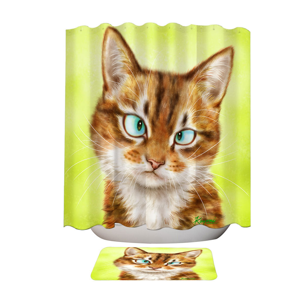 Funny Shower Curtains Cat Drawings Upset Gingal Kitty