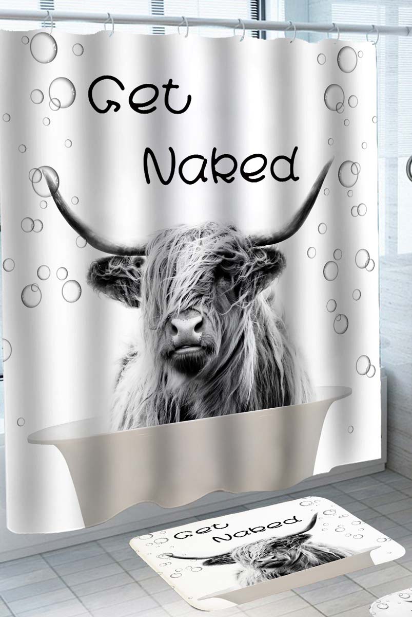 Funny Shower Curtains Shaggy Yak Get Naked