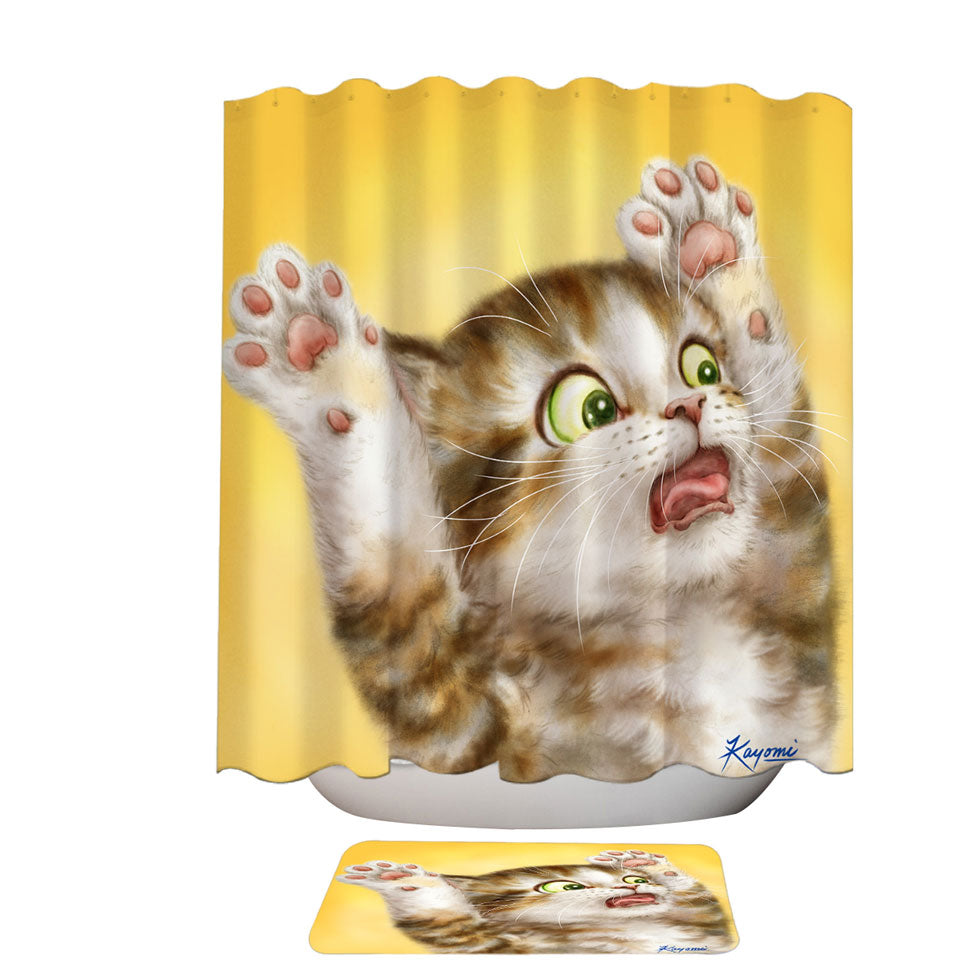Funny Shower Curtains with Cats for Kids the Panic Attack Kitty