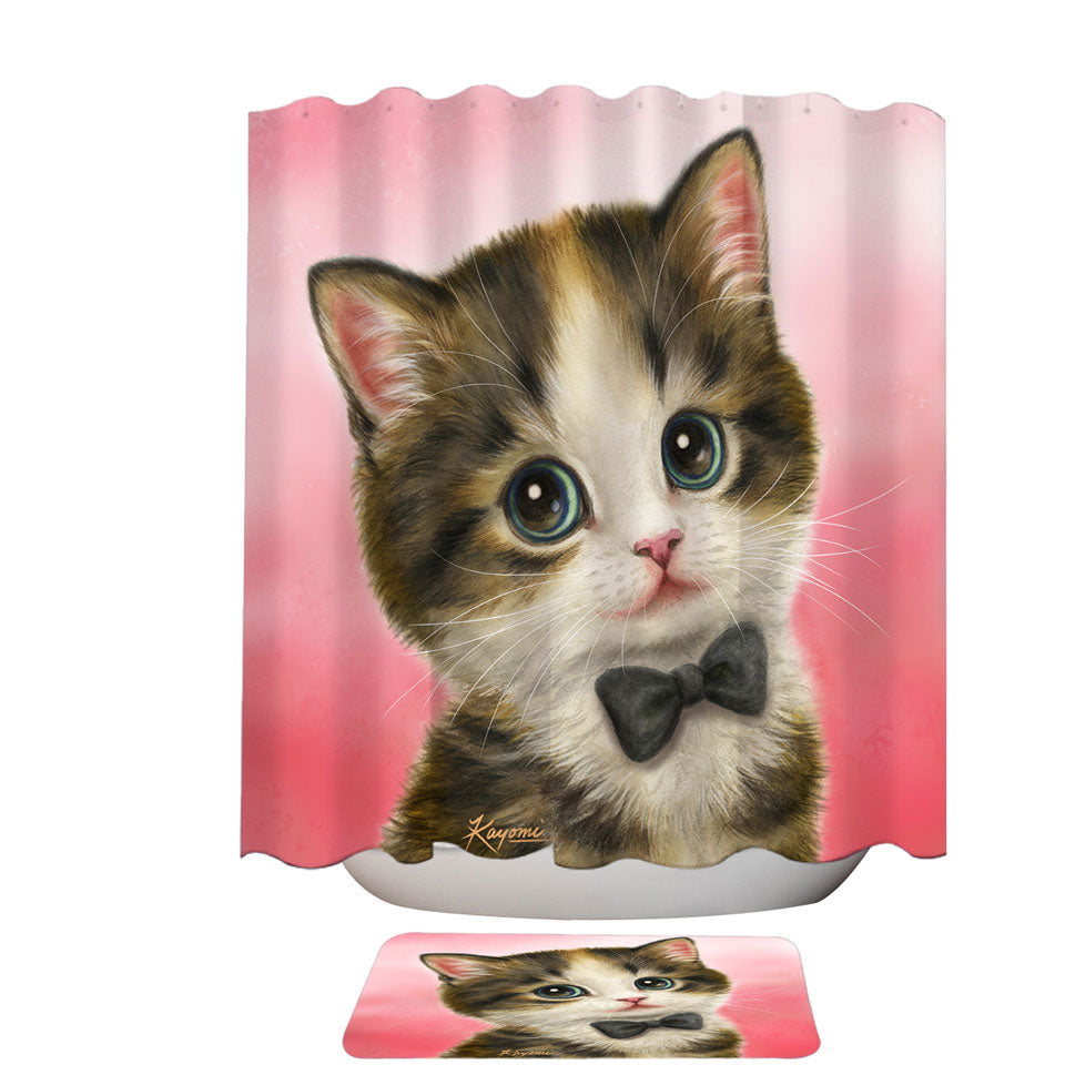 Funny Trendy Shower Curtains Cat Art Adorable Gentleman Kitten