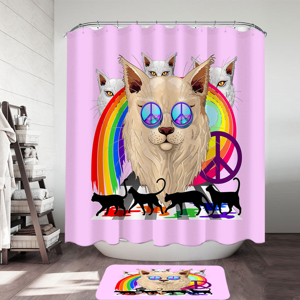 Funny and Cool Shower Curtains with Retro Cats