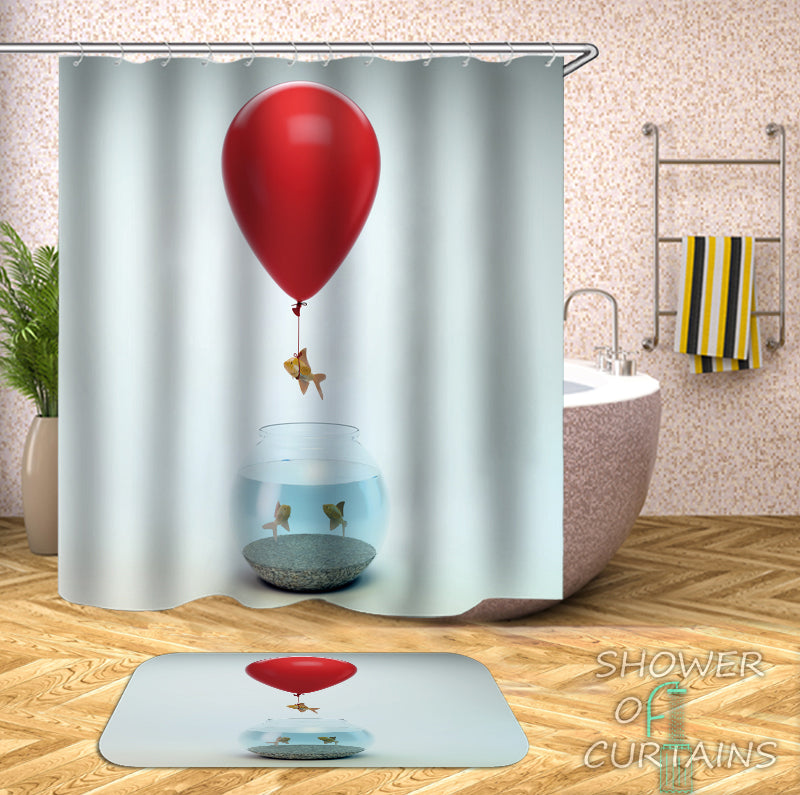 Funny Shower Curtains - Runaway Fish Shower Curtain