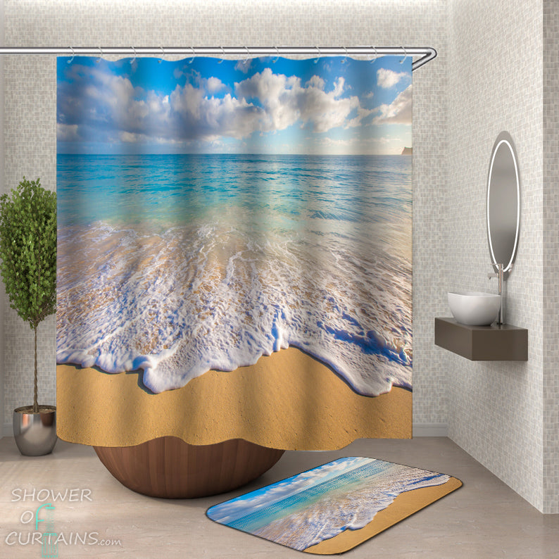 Gentle Ocean Shower Curtain and Bath Mat