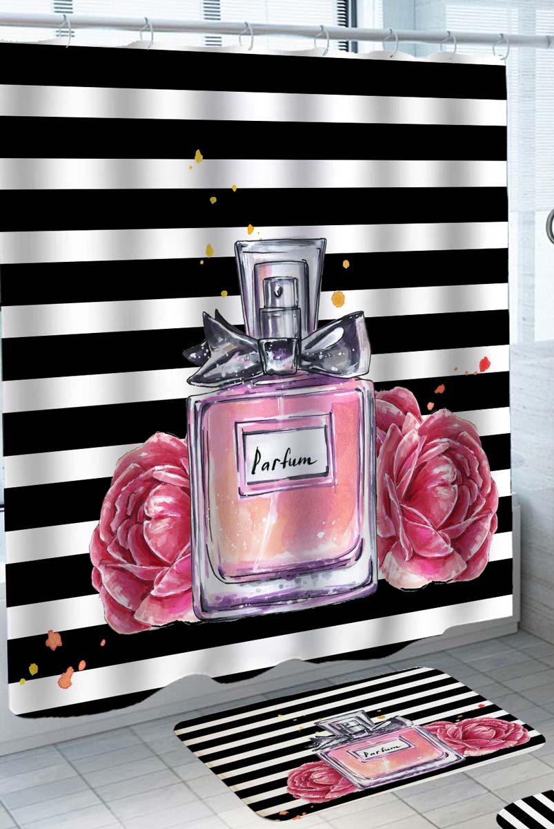 Girls Shower Curtain Parfum Roses Perfume