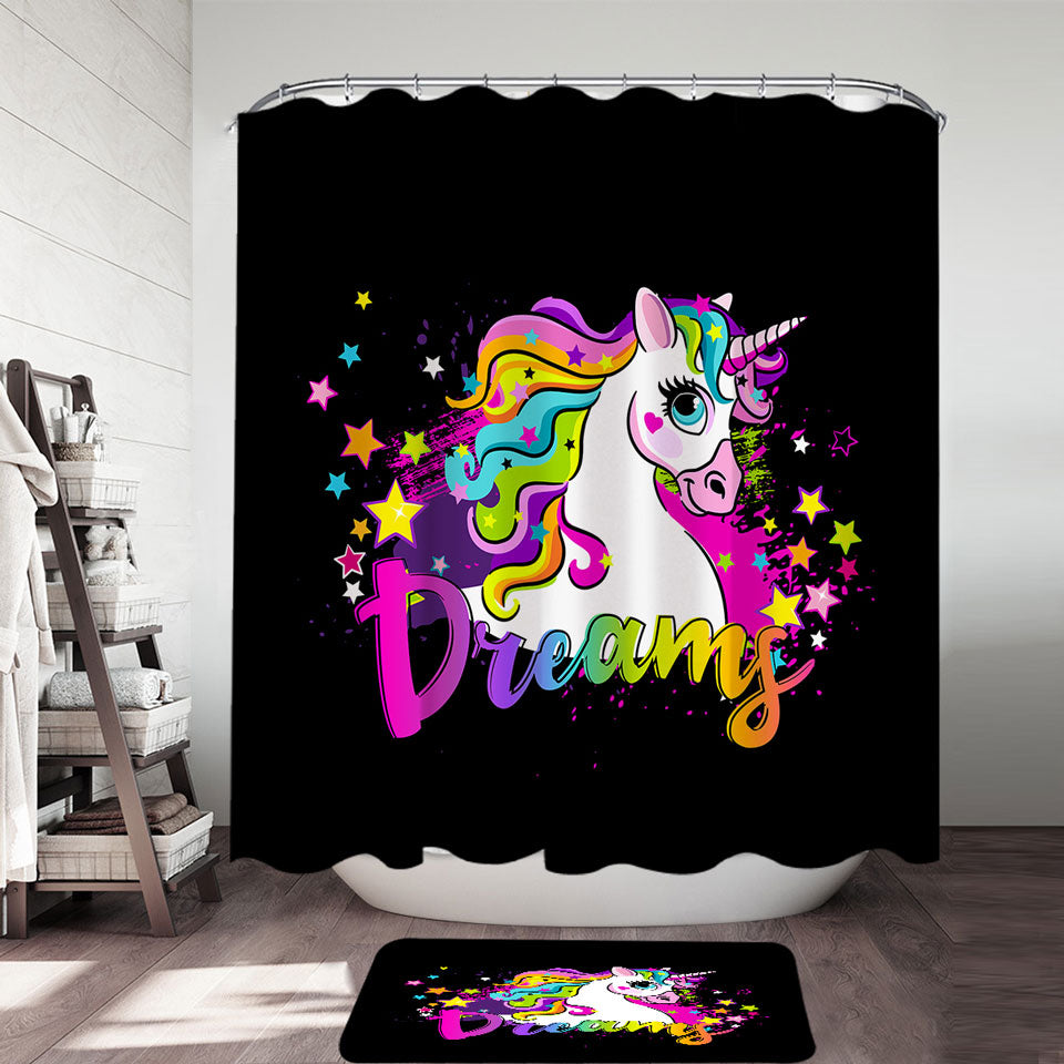 Girly Dreamy Unicorn Shower Curtain