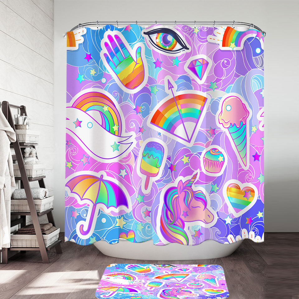 Girly Pack Colorful Rainbow Shower Curtain