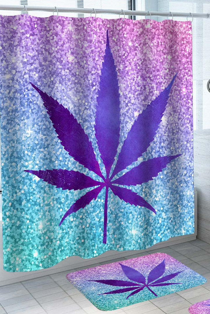 Glittering Background Purple Weed Leaf Shower Curtain
