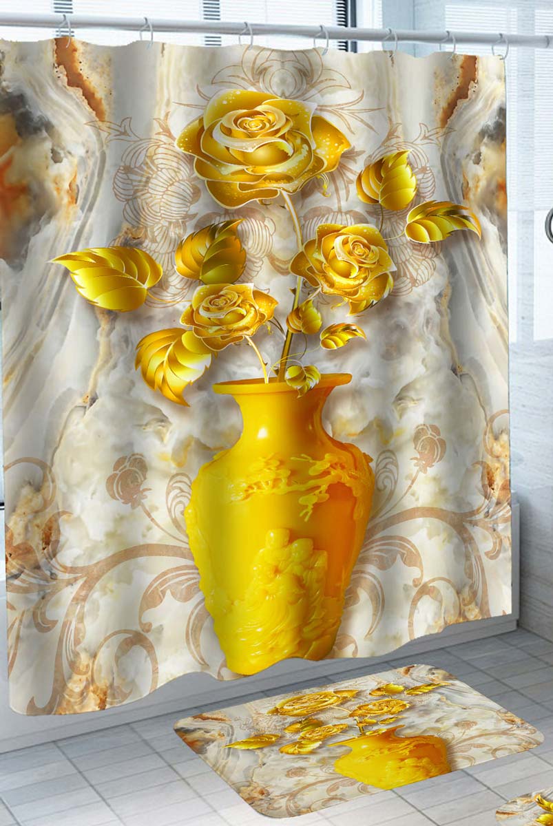Gold Roses Shower Curtain