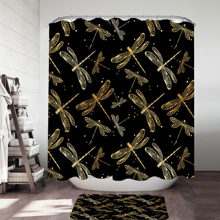 Golden Dragonflies Shower Curtain