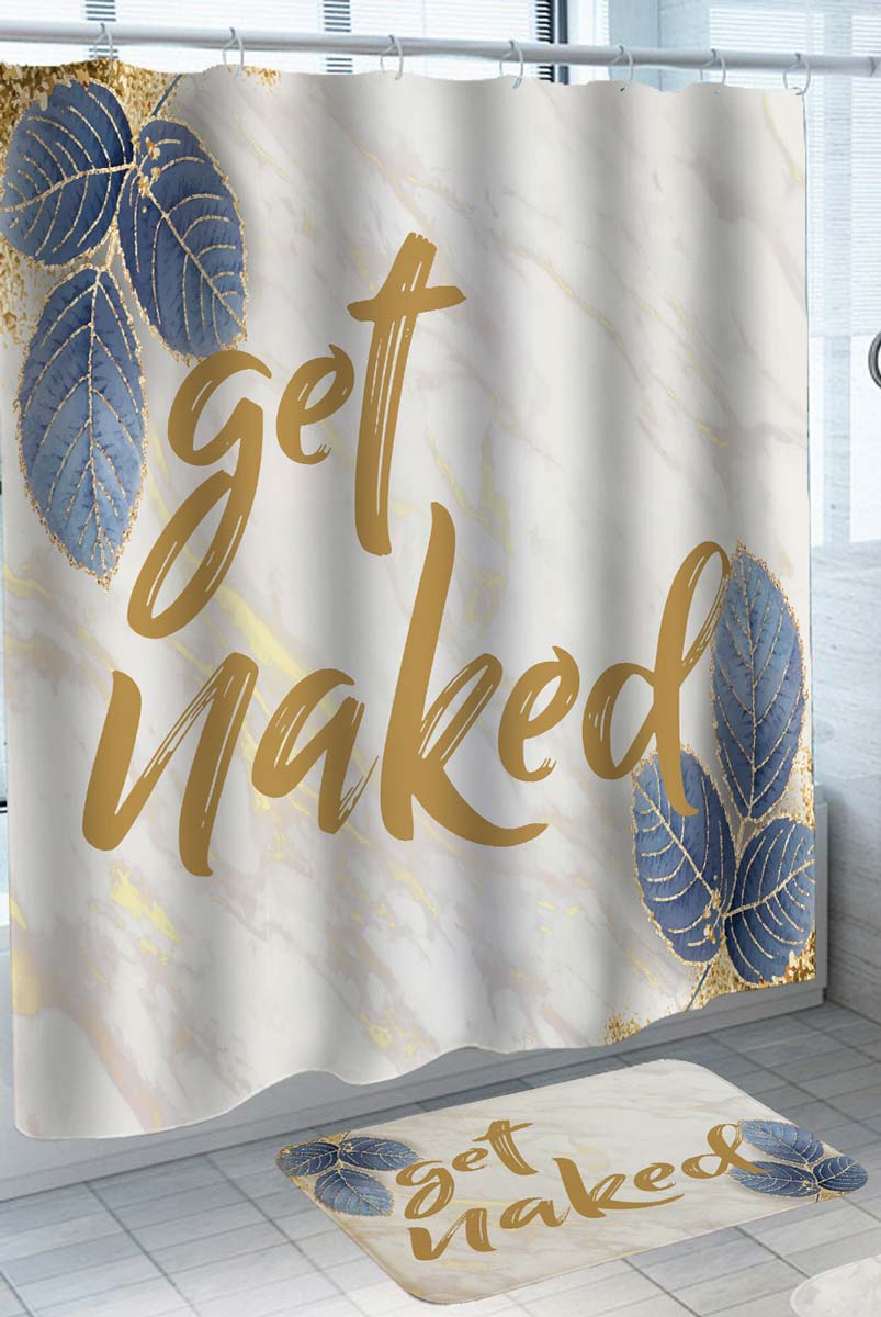Golden Leaves Get Naked Shower Curtains for Men
