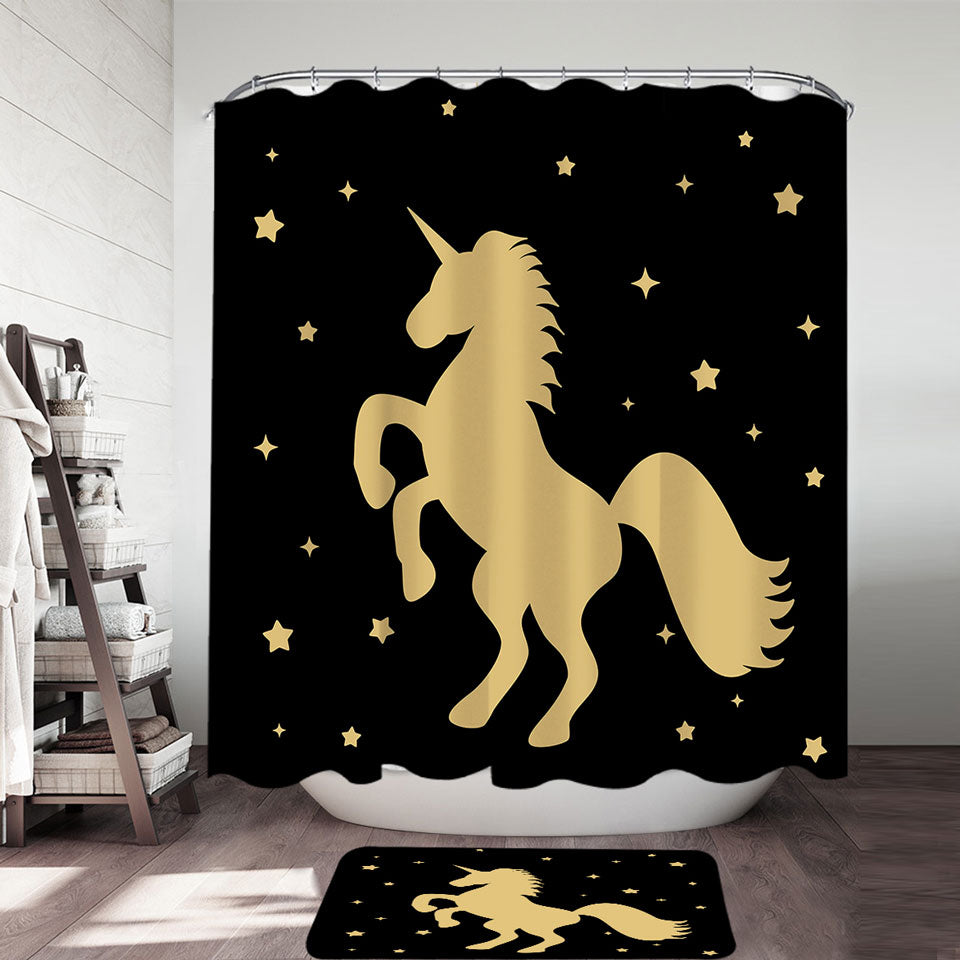 Golden Unicorn Cool Shower Curtains