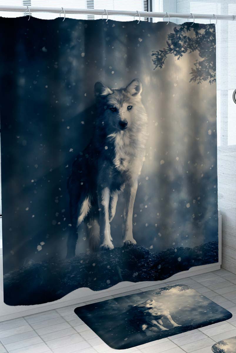 Gorgeous Winter Snow Wolf Shower Curtains
